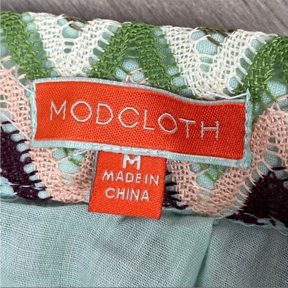 ModCloth Daytime Dazzler Chevron Stripe A Line Skirt Pastel Multicolor Medium - Picture 13 of 14